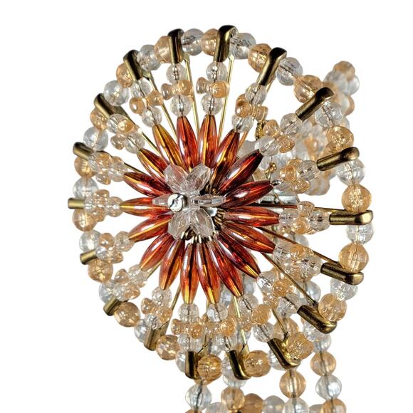 Vintage Beaded Windmill Sculpture Gold Amber Plastic Bead Handmade 13" Farmhouse - Picture 9 of 16